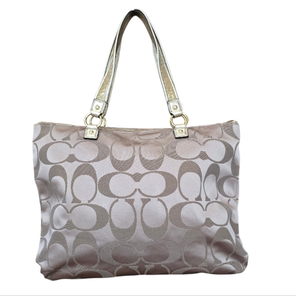 Coach Poppy Daisy Pop C Applique Limited Edition Gold Canvas Tote - Picture 4 of 14